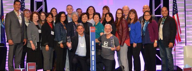Group of diverse professionals attending the Complete College America conference on college success and higher education initiatives.