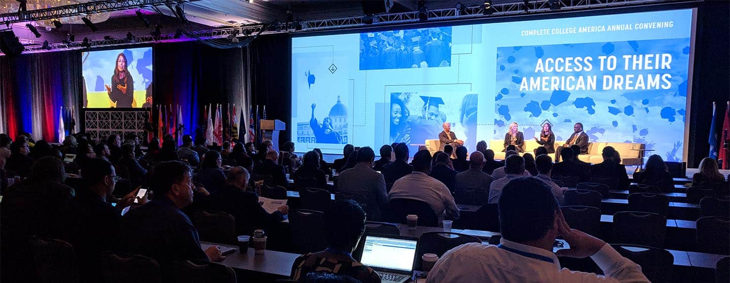 Access to education and American dreams at college conference.