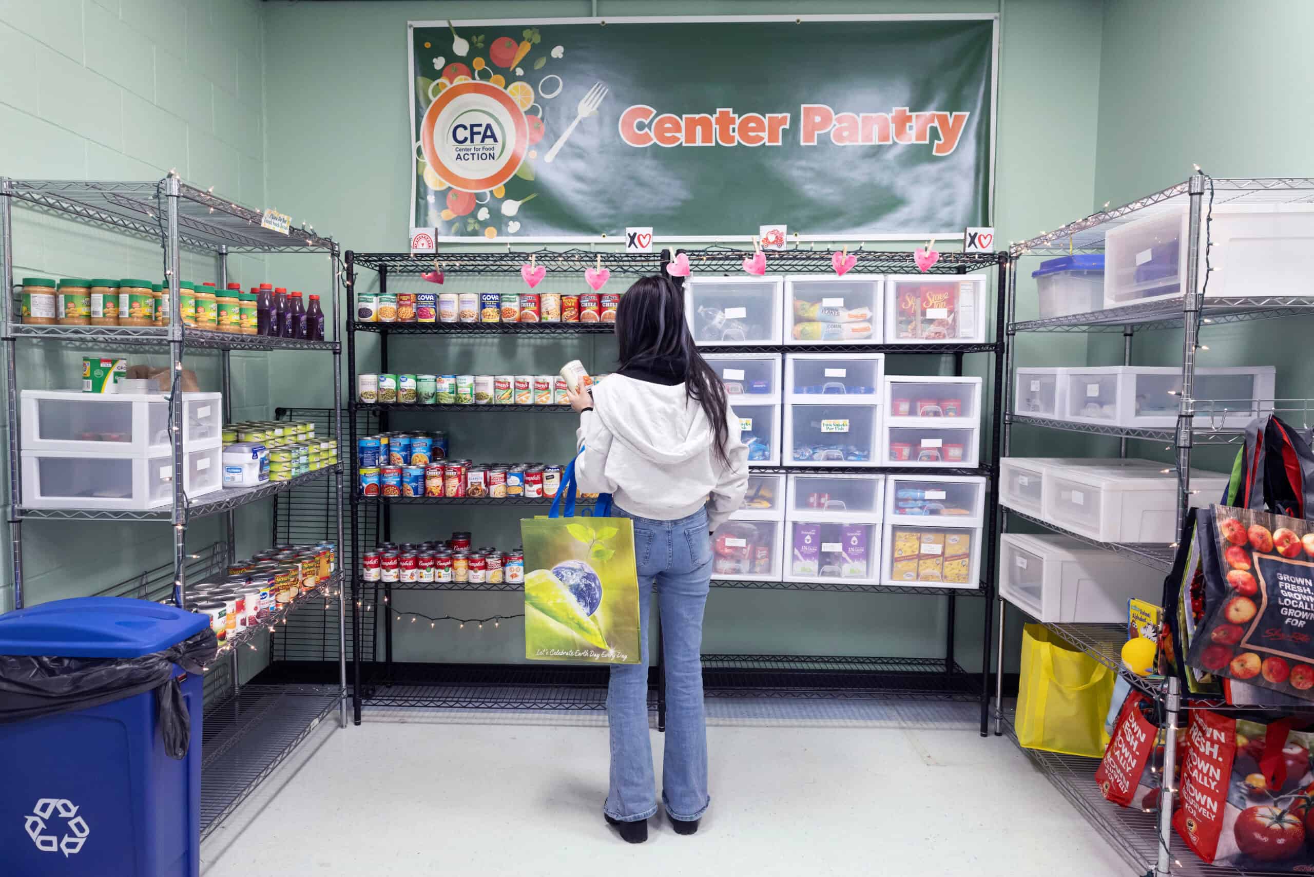 Food pantry for college students to access essential food items and supplies.