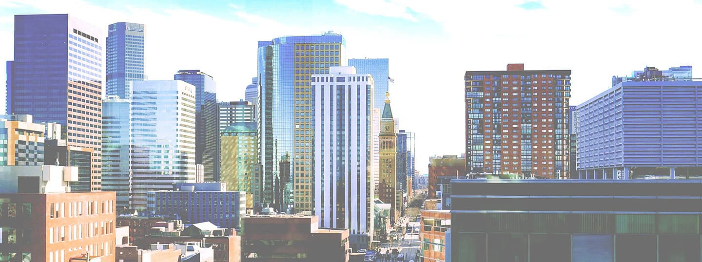 Diverse city skyline with modern high-rise buildings representing urban development and economic growth.