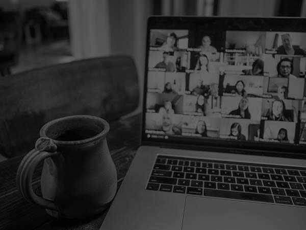 Online virtual meeting for higher education and college success with diverse students on a video call.