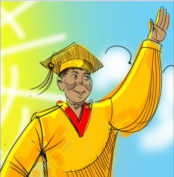 Graduation graduate in cap and gown celebrating milestone achievement, symbolizing success in higher education and college completion.