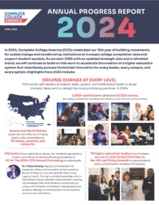 CCAA annual progress report 2024 highlighting strategies for increasing college completion rates.