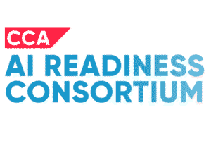 AI Readiness Consortium logo with bold blue and red text emphasizing college education technology and AI integration.