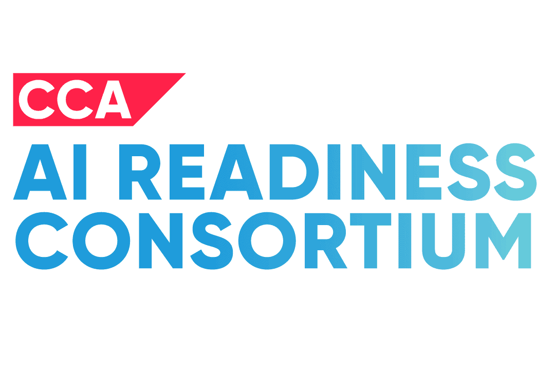AI Readiness Consortium logo with bold blue and red text emphasizing college education technology and AI integration.