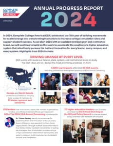 CCA annual progress report 2024 highlights college completion efforts, student success initiatives, and leadership collaborations across the United States, featuring key events and strategic achievements.